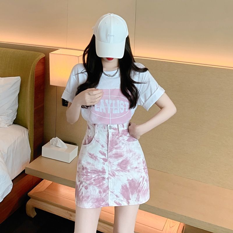 Set Áo Váy Chữ a Lưng Cao Phong Cách Hong Kong Thời Trang Mùa Hè Cho Nữ