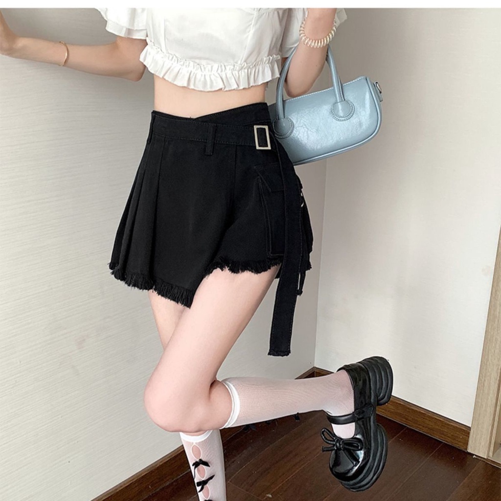 Quần Short Denim Dáng Chữ a Không Đồng Đều Cỡ Lớn Sờn Mùa Hè Ngọt Ngào Cho Nữ