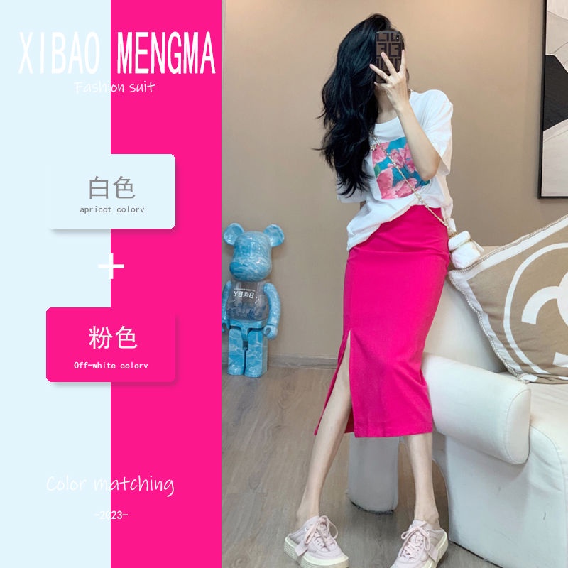 Set Áo Váy Dáng Rộng In Họa Tiết Phong Cách Hàn Quốc Thời Trang Mùa Hè Dành Cho Nữ Plus Size