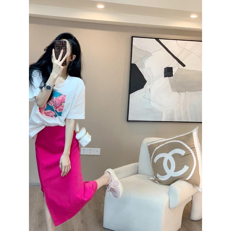 Set Áo Váy Dáng Rộng In Họa Tiết Phong Cách Hàn Quốc Thời Trang Mùa Hè Dành Cho Nữ Plus Size