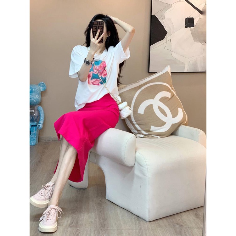 Set Áo Váy Dáng Rộng In Họa Tiết Phong Cách Hàn Quốc Thời Trang Mùa Hè Dành Cho Nữ Plus Size