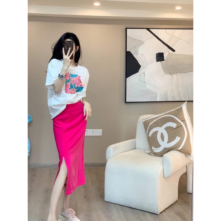 Set Áo Váy Dáng Rộng In Họa Tiết Phong Cách Hàn Quốc Thời Trang Mùa Hè Dành Cho Nữ Plus Size