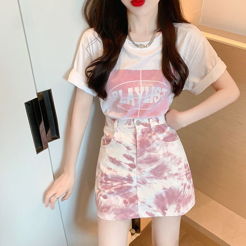 Set Áo Váy Chữ a Lưng Cao Phong Cách Hong Kong Thời Trang Mùa Hè Cho Nữ