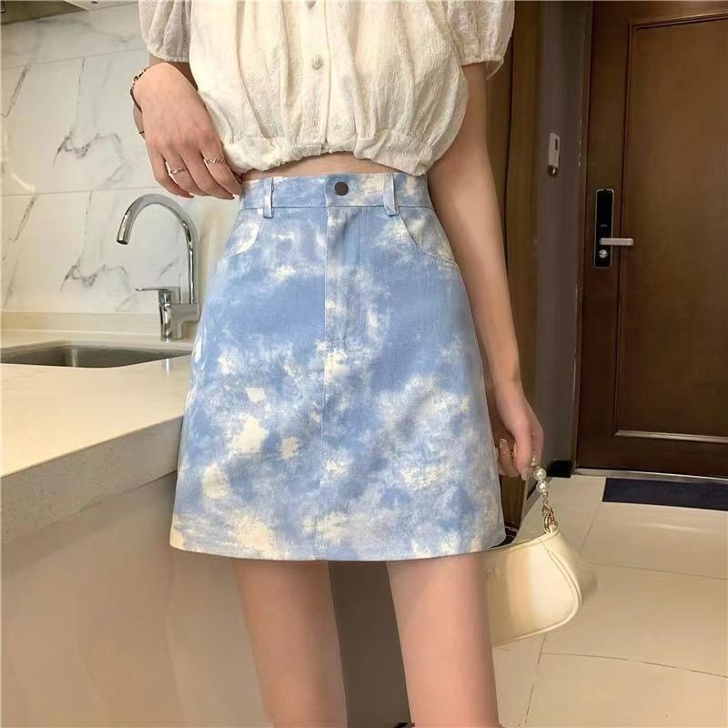 Set Áo Váy Chữ a Lưng Cao Phong Cách Hong Kong Thời Trang Mùa Hè Cho Nữ