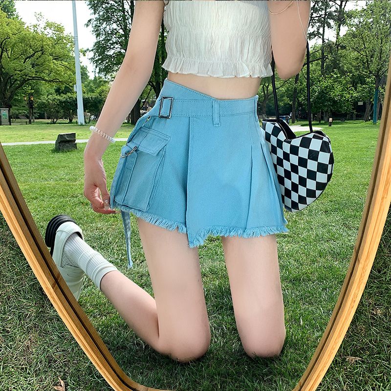 Quần Culottes Denim Ngắn Lưng Cao Dáng Chữ a Thời Trang Mùa Hè Mới Cho Nữ