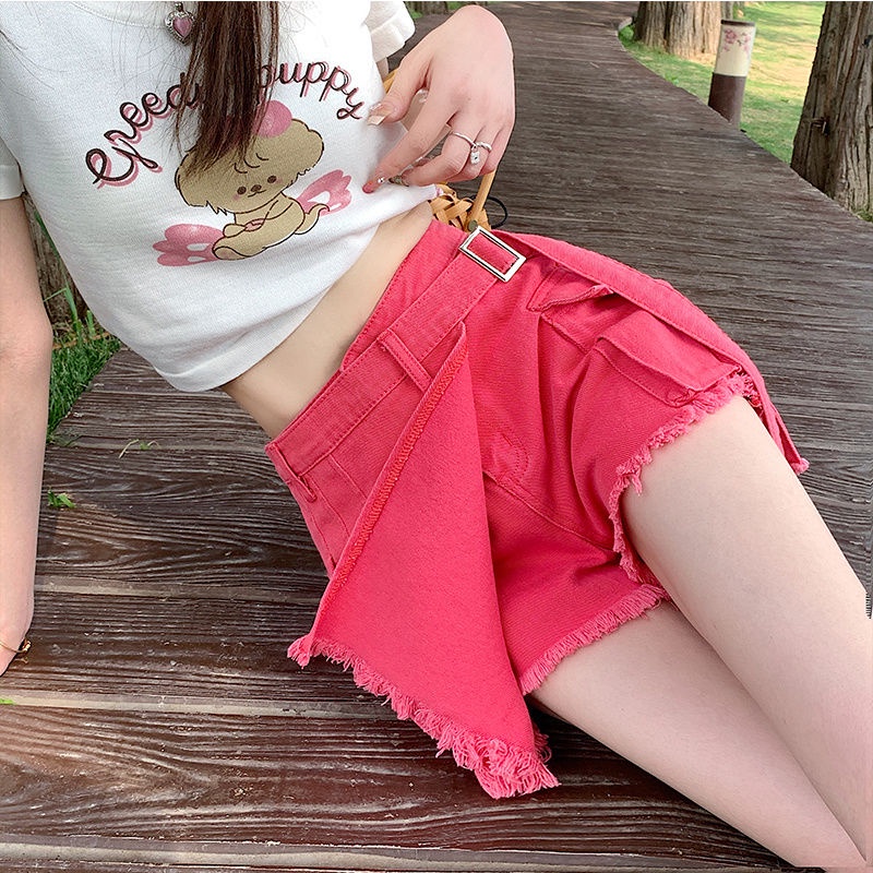 Quần Culottes Denim Ngắn Lưng Cao Dáng Chữ a Thời Trang Mùa Hè Mới Cho Nữ