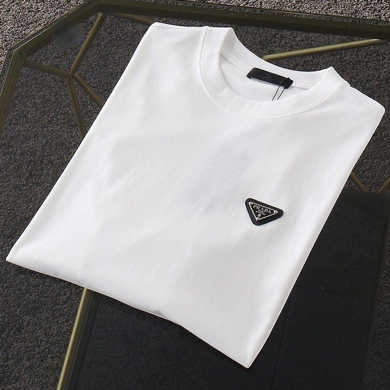 Prada Áo Thun cotton Ngắn Tay Cổ Tròn Màu Trơn Thời Trang Cho Nam