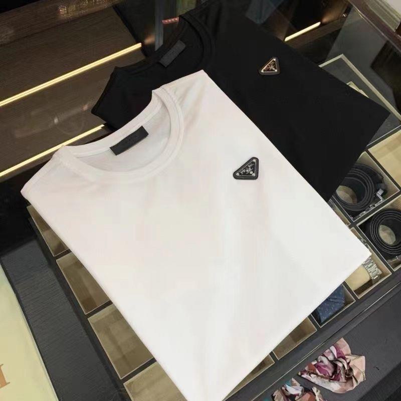 Prada Áo Thun cotton Ngắn Tay Cổ Tròn Màu Trơn Thời Trang Cho Nam