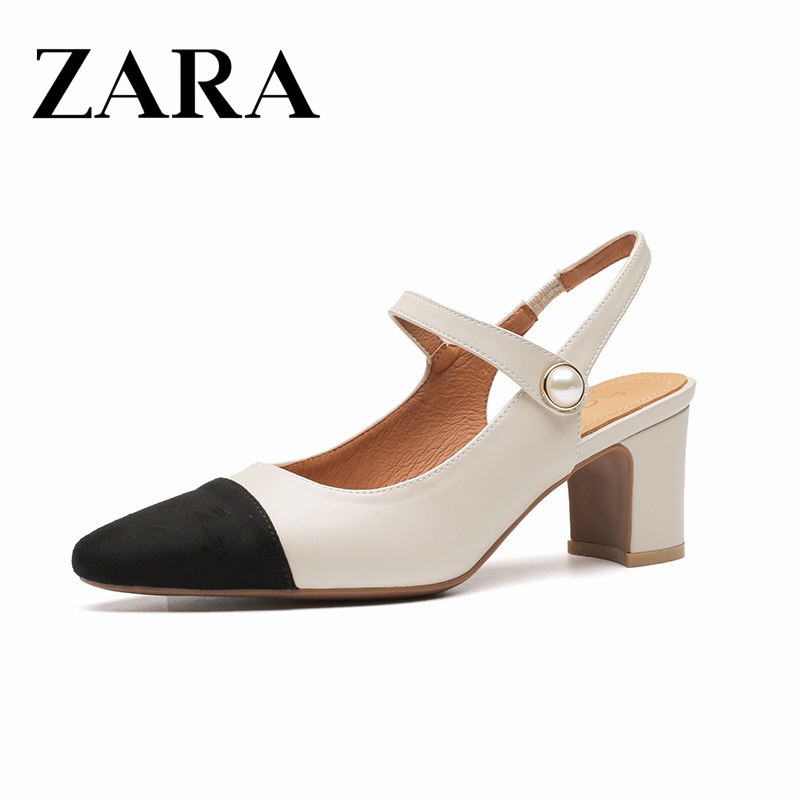 Zara Giày Sandal Cao Gót Da Cừu Phong Cách Hàn Quốc Cho Nữ