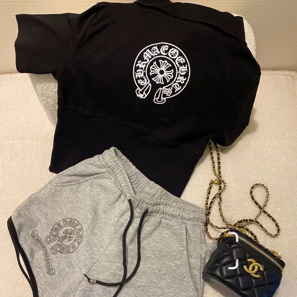 Chrome Hearts Áo Thun Cổ polo Có Khóa Kéo Thêu Họa Tiết Màu Sắc Tương Phản Thời Trang Mùa Hè Cho Nữ