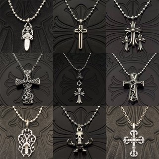 CHROME HEARTS  Dây Chuyền Bạc 925 Mặt Thánh Giá Ngôi Sao Năm Cánh Thời Trang
