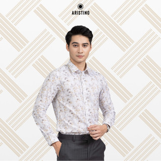  Áo sơ mi nam dài tay ARISTINO Slim Fit ôm vừa vặn họa tiết sược trên nền trắng nổi bật thanh lịch - ALS13102 