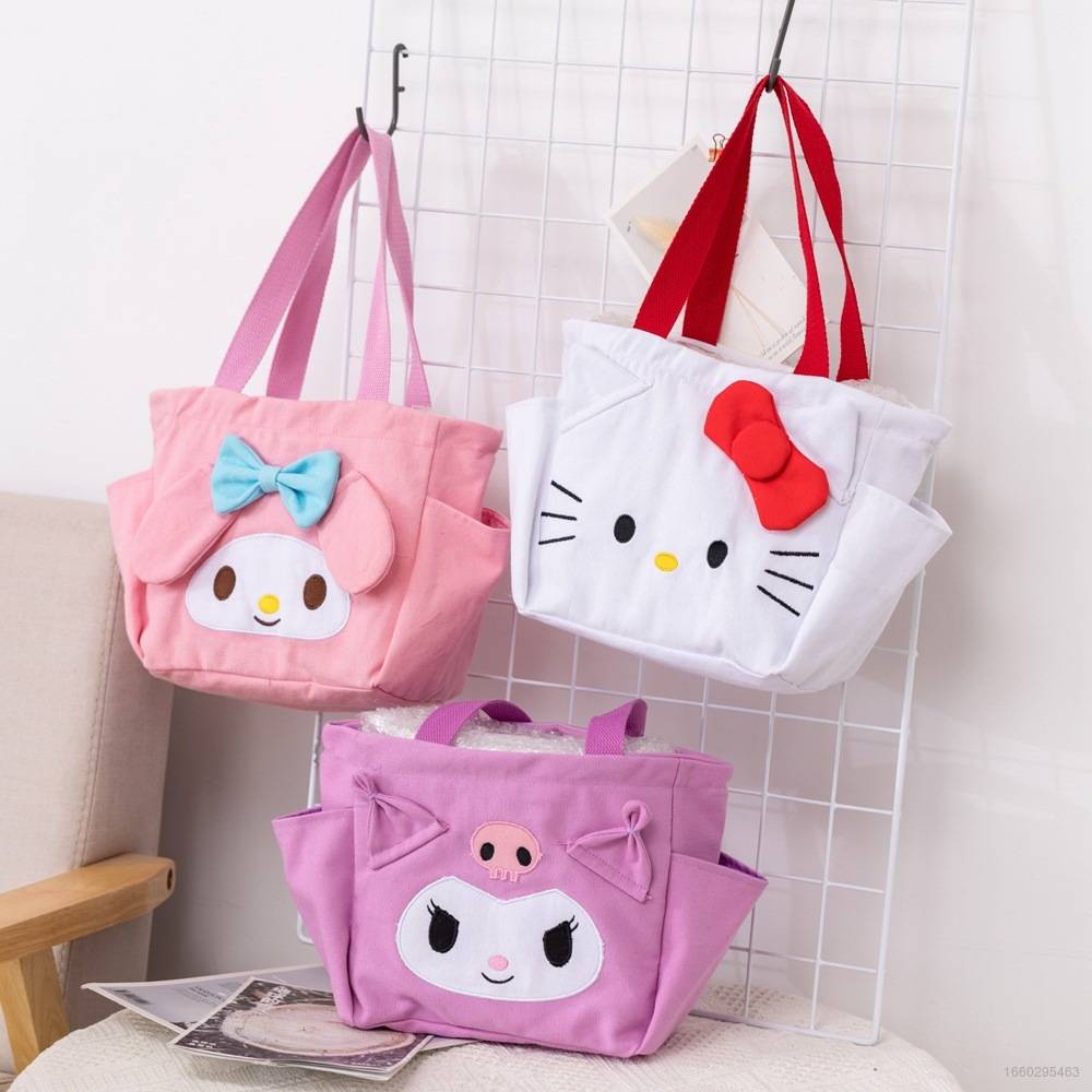 Túi Đựng Hộp Cơm Trưa Xách Tay Sức Chứa Lớn Họa Tiết Hoạt Hình Ellen Sanrio Hello Kitty Mymelody Kuromi Nhật Bản Cho Học Sinh