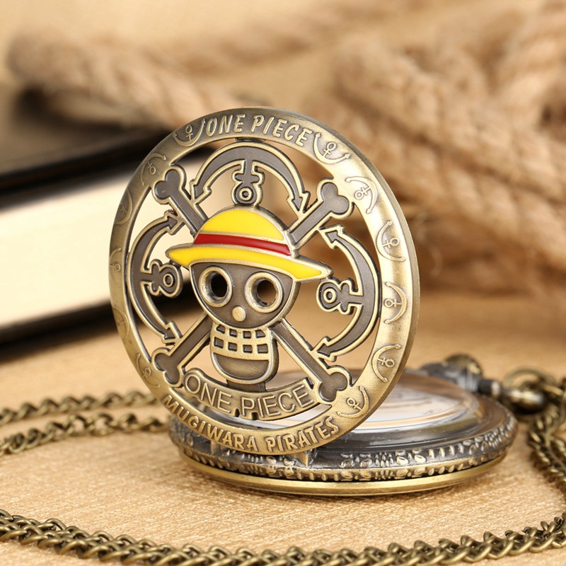 Đồng Hồ Quả Quýt Bỏ Túi Hình Đầu Lâu Cướp Biển Luffy Phim One Piece