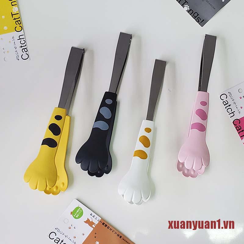 Kẹp Gắp Thức Ăn Hình Bàn Chân Mèo Bằng Thép Không Gỉ Dễ Thương