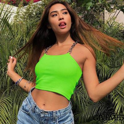 Áo croptop dệt kim không tay màu trơn cho nữ