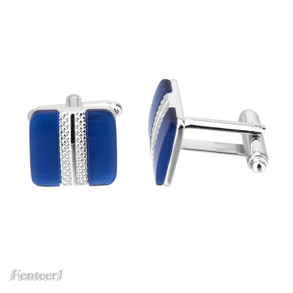 [Fenteer1] Set 2 Khuy Măng Sét Tuxedo Cổ Điển Hình Vuông Mắt Mèo Thời Trang Unisex