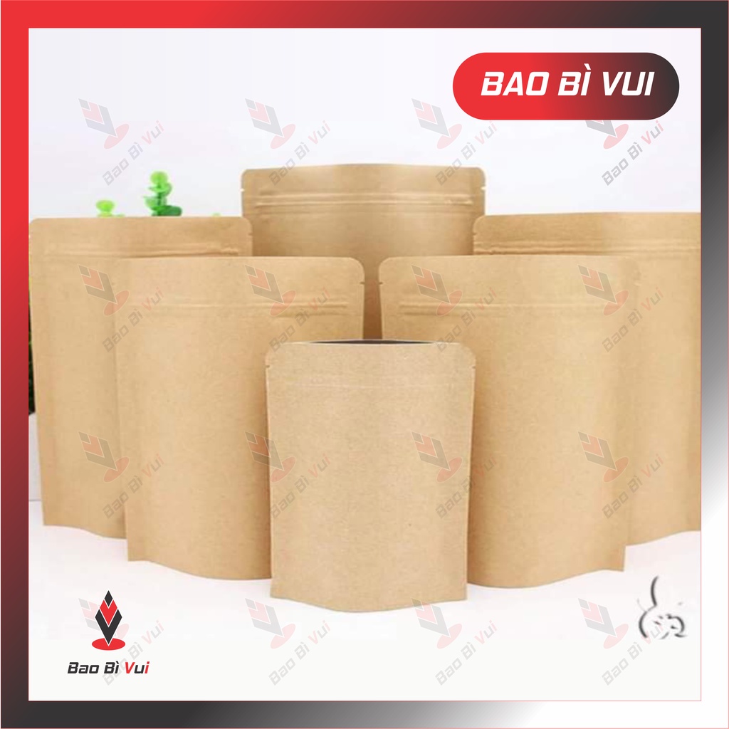 [Lẻ] Túi zip giấy kraft đáy đứng - BAO BÌ VUI