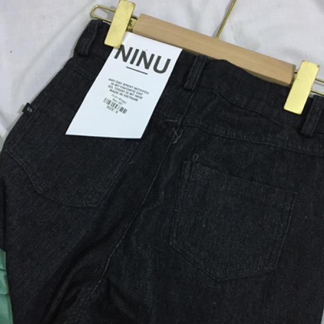 Quần jeans nữ baggy màu đen cạp cao may gấu hàng đủ size