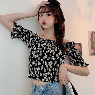 Áo Lửng Trễ Vai In Hoa Thời Trang Cho Nữ