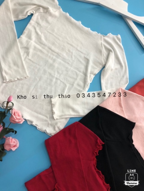 Áo thun gân trễ vai tay dài hình chụp thật kèm video | BigBuy360 - bigbuy360.vn