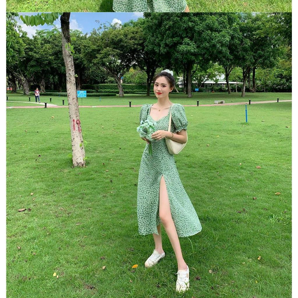 Đầm hoa tay phồng thời trang thanh lịch cho nữ