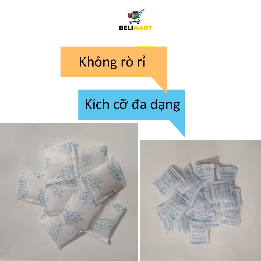 Gói hút ẩm tủ quần áo, túi hút ẩm thực phẩm, máy ảnh, thiết bị điện tử, sách báo, giày dép loại 2/5/10g Beli BL020