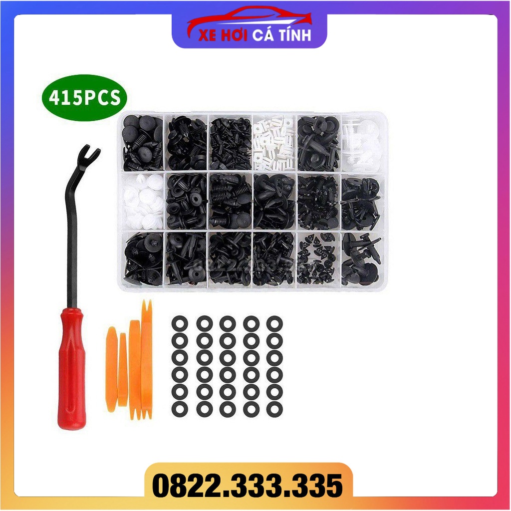 Bộ Đinh Tán, Chốt Vít, Nở Vít Nhựa, ốc nhựa Dành Cho Xe Ô Tô 620 chi tiết đa dụng tặng kèm bộ cậy đa năng xịn