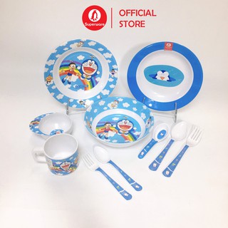 Bộ Bát Đĩa Ăn Dặm Cho Bé SUPERWARE Thái Lan - Peguin và Doraemon