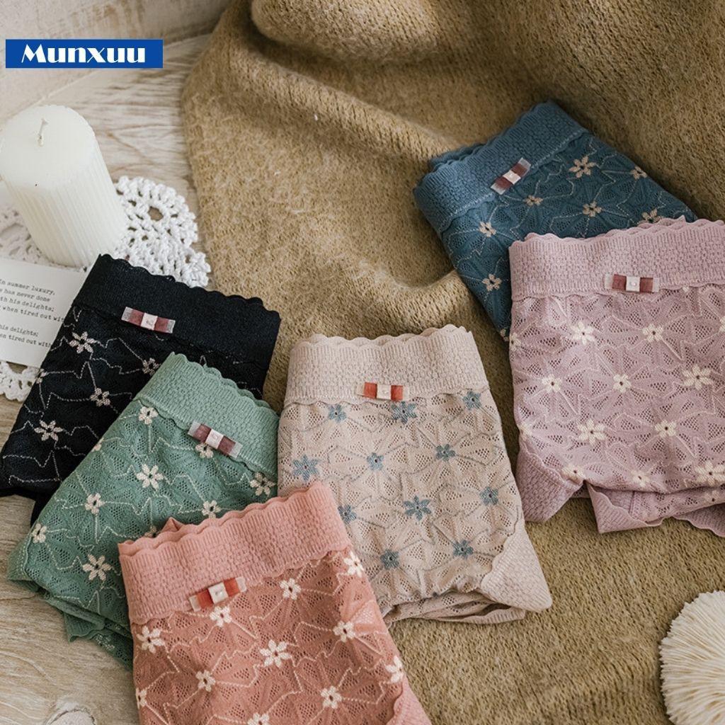 Quần lót nữ ren hoa gấm cạp cao sexy, ren xuyên thấu tôn dáng nâng mông nhẹ nhàng - MUNXUU QC60