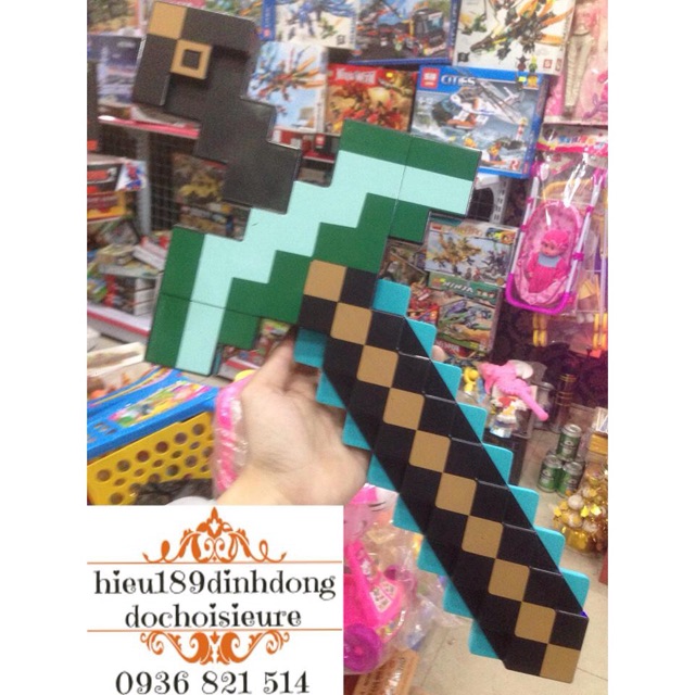 Đồ chơi mô hình kiếm, cúp minecraft kim cương diamond (2in1) cỡ lớn có nhạc, đèn (ảnh thật kèm video).