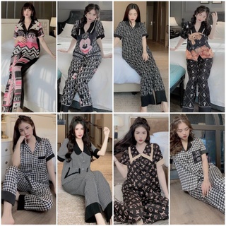 Đồ bộ pijama, bộ lụa mặc nhà tay ngắn quần dài thiết kế cao cấp chất liệu mát lịm