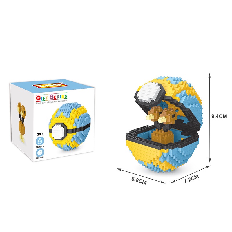 ZHAN QI TOYS Đồ Chơi Lắp Ráp Mô Hình Bóng Pokemon Mini Cho Bé