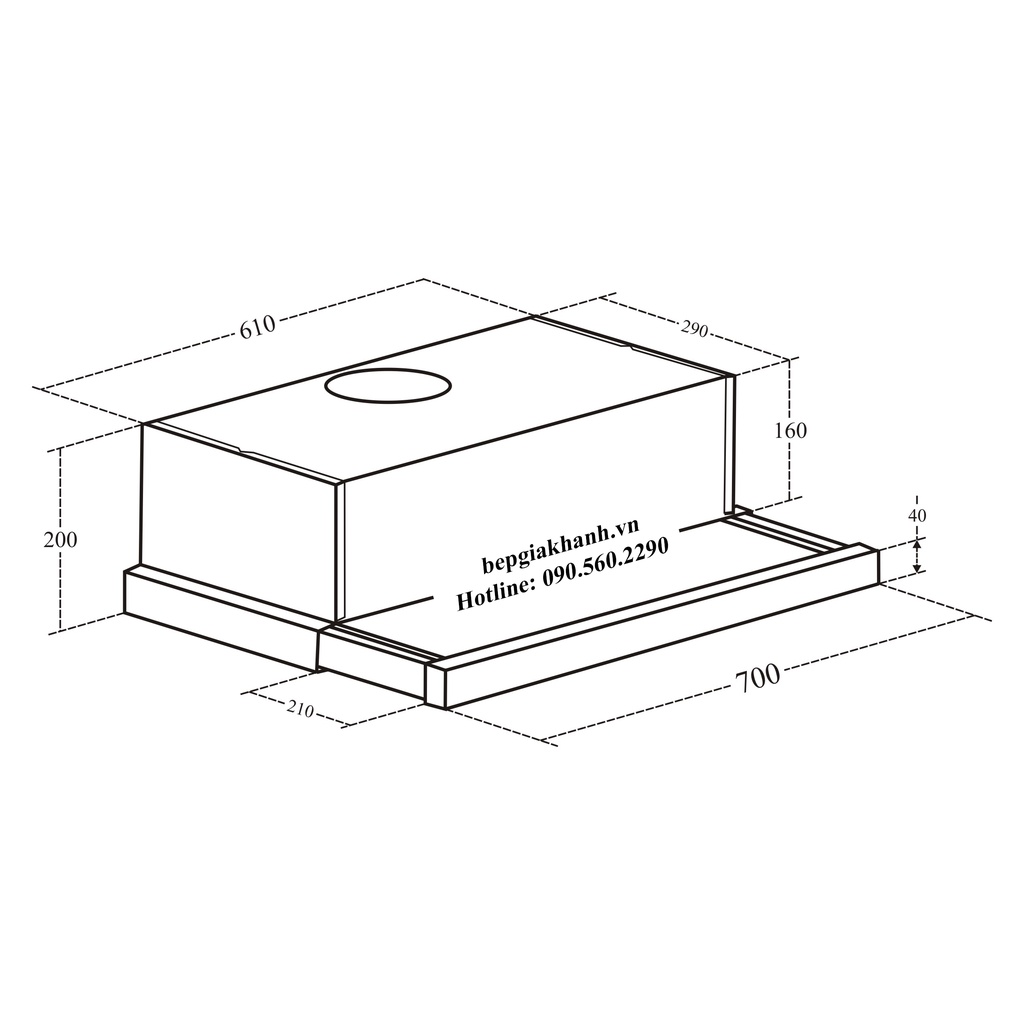 Máy hút mùi âm tủ 70cm Dmestik ES 3071 DMK  sản xuất Trung Quốc