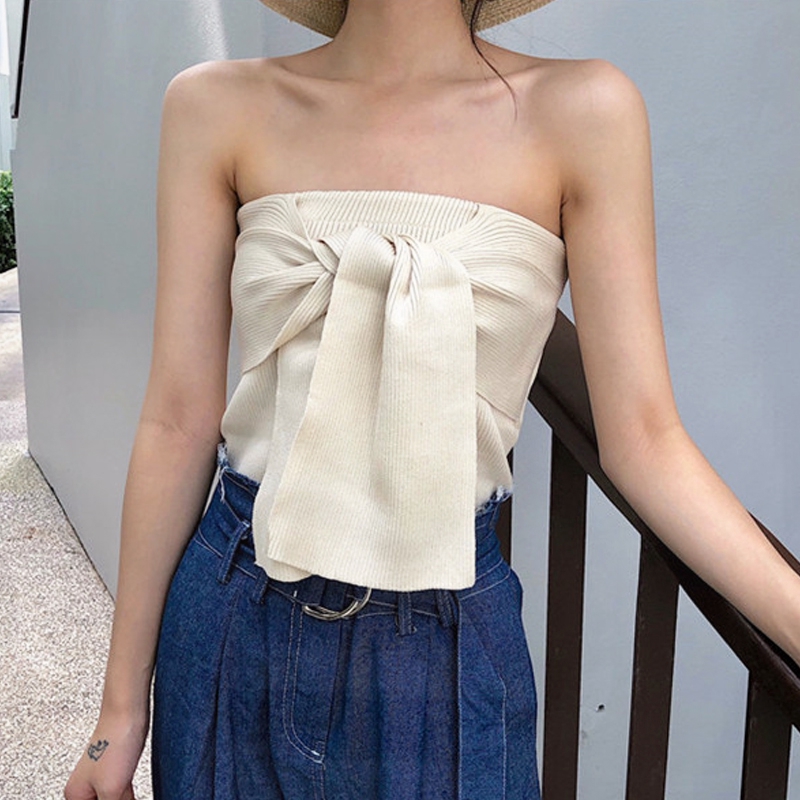 Áo dệt kim nữ không tay hở lưng gợi cảm | BigBuy360 - bigbuy360.vn