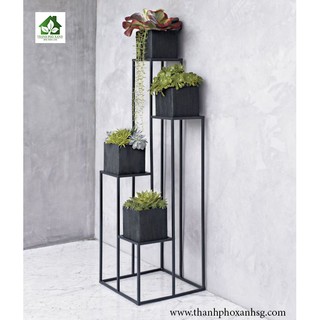 Chậu đá mài vuông 20cm đen