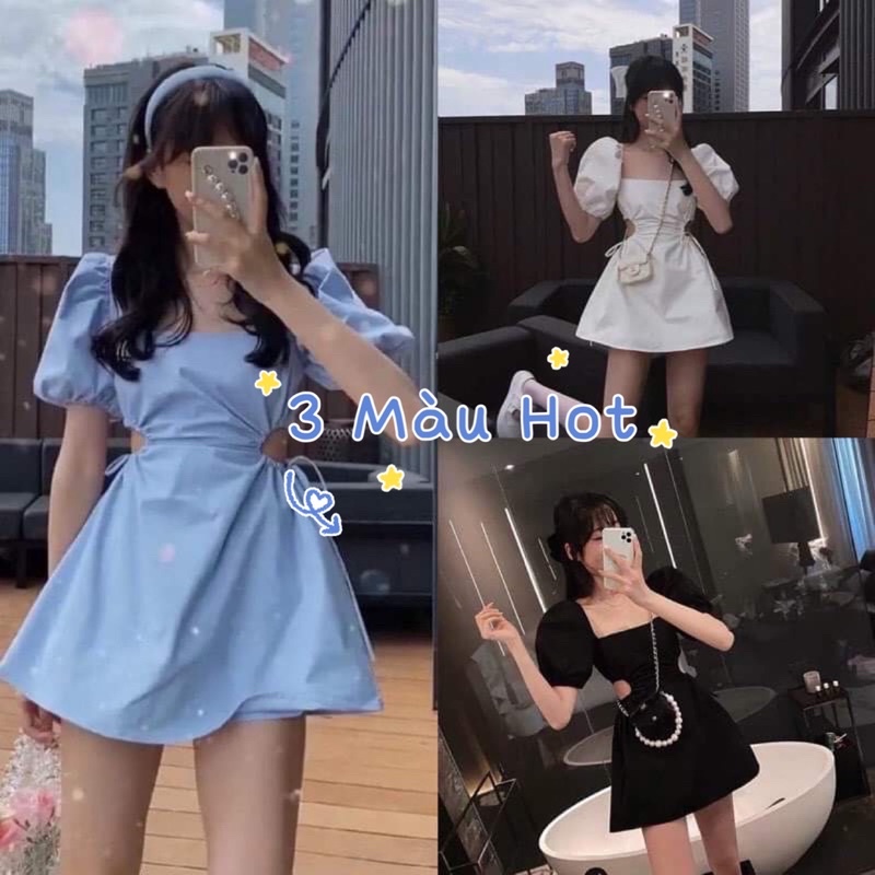 Váy Công Chúa Hở Lưng 🦋 Váy Sexy Buộc Dây Hotrend Xanh/Đen/Trắng 🦋 Boss | BigBuy360 - bigbuy360.vn