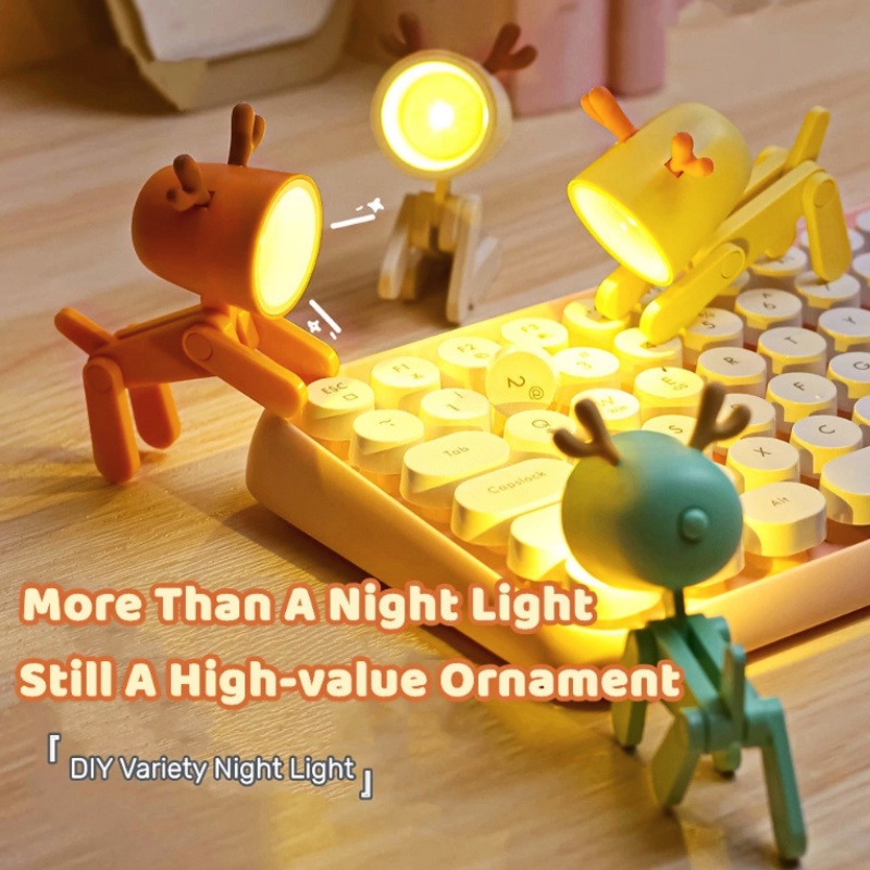 Đèn Ngủ Led Mini Hình Chú Chó Hoạt Hình Dễ Thương Gấp Gọn Bảo Vệ Mắt Dùng Trang Trí