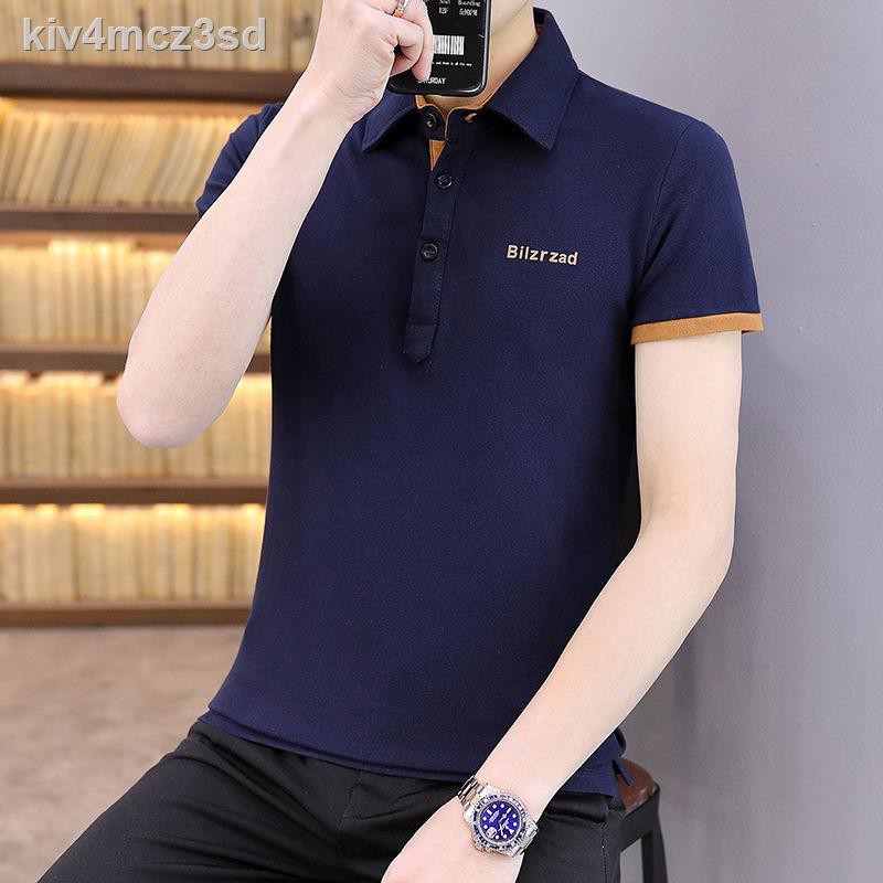 áo thun tayáo ngắn tay có cổ✘❅95 cotton polo nam áo sơ mi Mùa hè thun ngắn tay Hàn Quốc mỏng ve thời trang lót