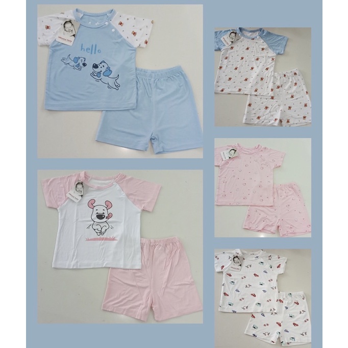 Bộ cộc tay chất pettit hãng Mommababy siêu mềm mịn cho bé(6m-24m)