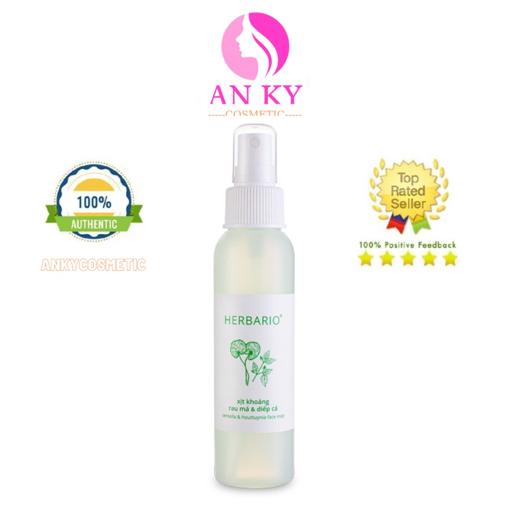 Xịt Khoáng Rau Má &amp; Diếp Cá Herbario 100ml Thuần Chay Cho Da Dầu Mụn