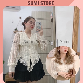 Áo Sơ mi thiết kế Ren bèo kèm ảnh thật