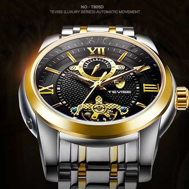 Đồng hồ cơ nam TEVISE dây thép chạy full 3 kim - đồng hồ cơ nam giá rẻ MẪU MỚI