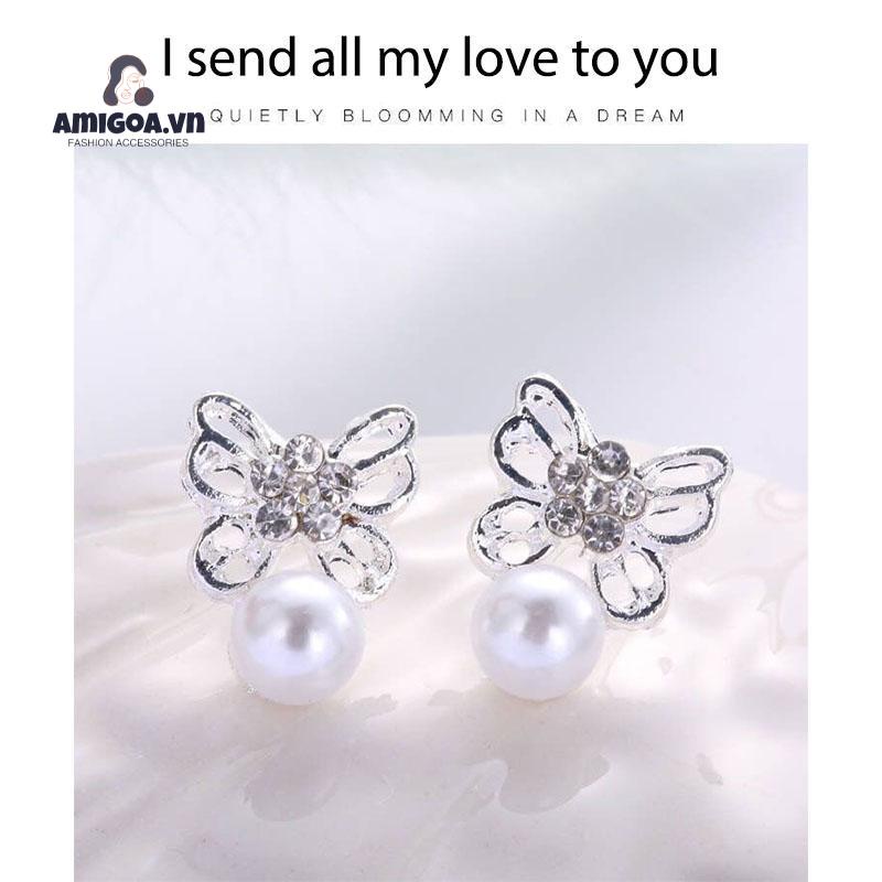 ✨✨Bông Tai Đính Kim Cương Ngọc Trai Giả Dành Cho Nữ