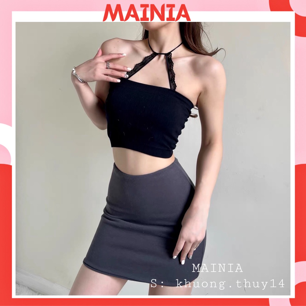 [Bao Đẹp Dày Dặn] Áo Bra Quây Cotton Gân Tăm Siêu Xinh Cột Dây Cổ Áo Croptop Thời Trang Mainia Shop