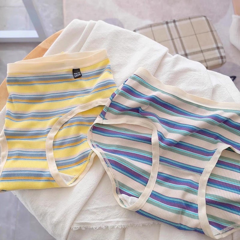 Quần Lót Nữ Cotton Lạnh Co Dãn Phối Kẻ Mềm Mại, Ngọt Ngào WISH YOU (loại 1)