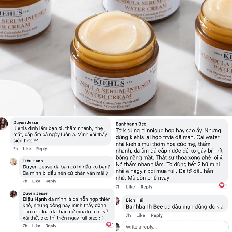 Kem cúc kiehl Serum-infused water cream