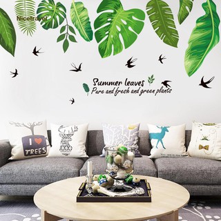 Miếng dán tường hình lá cây hiệu ứng dễ chùi rửa