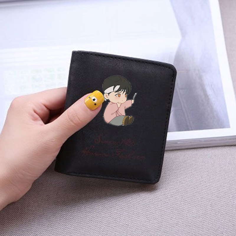 Ví ngắn đen cầm tay IN HÌNH Dạ ký boylove đựng vật dụng nhỏ anime chibi