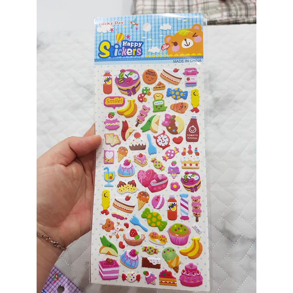 Sticker hình dán nổi 3D chủ đề nhân vật hoạt hình, đồ vật cho bé